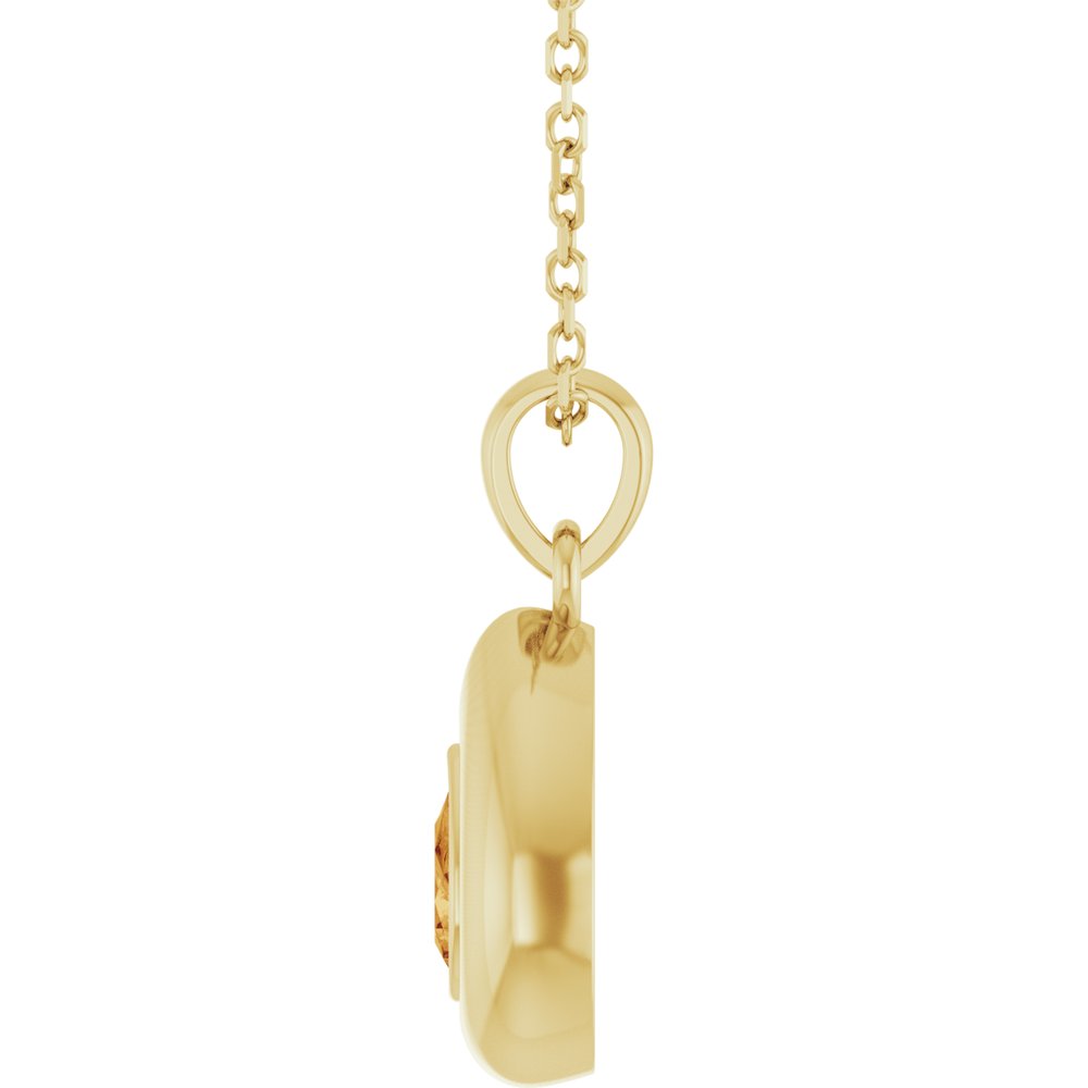 14K Yellow Gold Natural Citrine Solitaire 16-18" Necklace