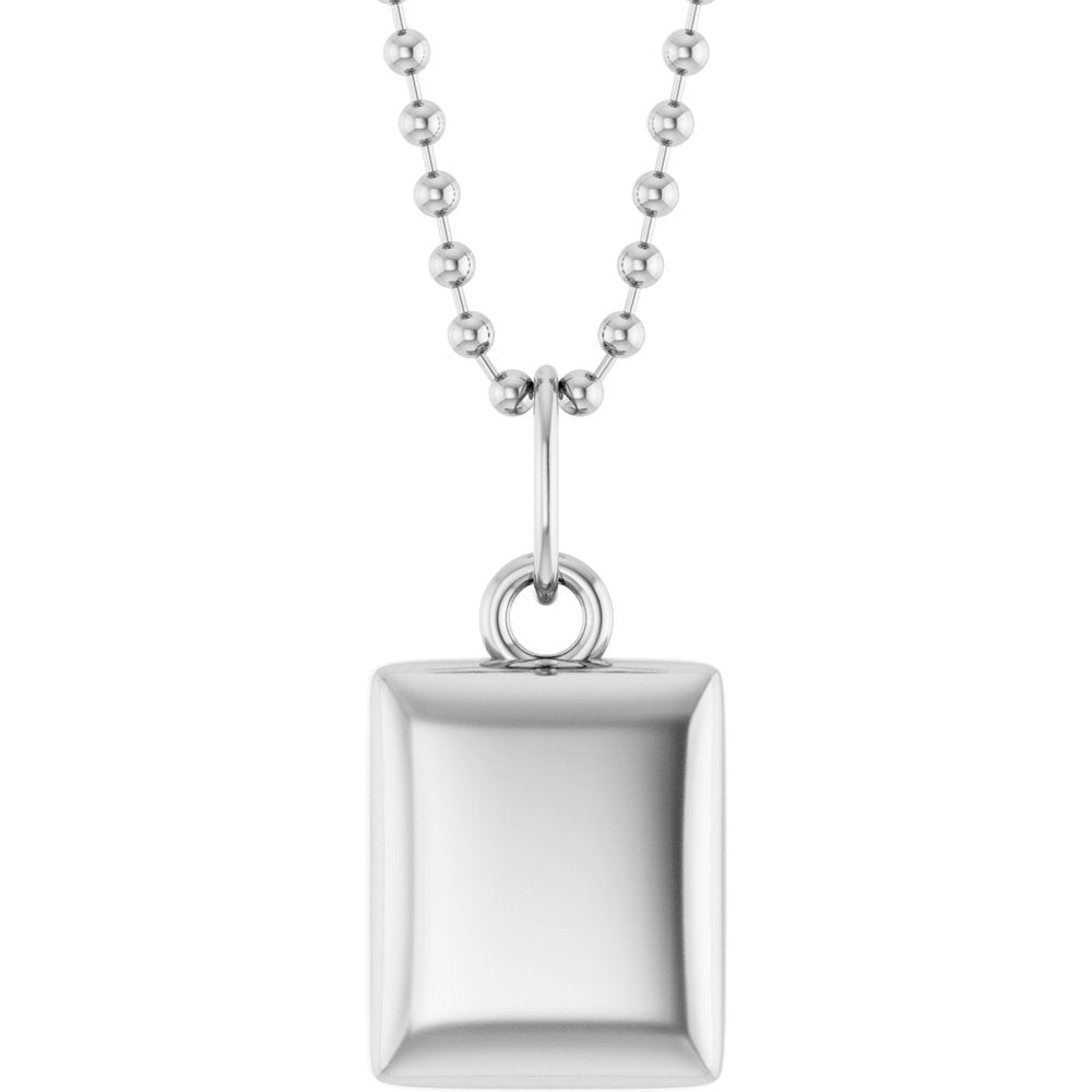 Sterling Silver Engravable Puffed Dog Tag 18" Necklace