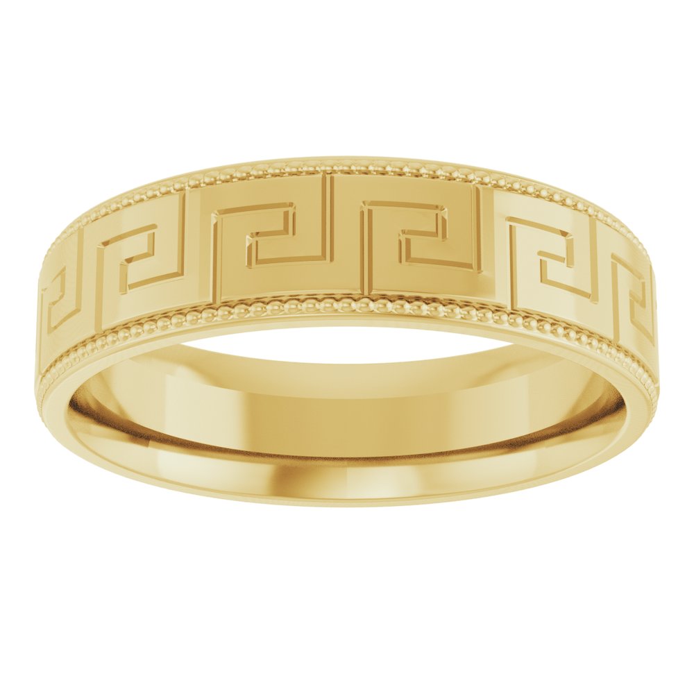 14K Yellow Gold 6 mm Greek Key Milgrain Band Size 8