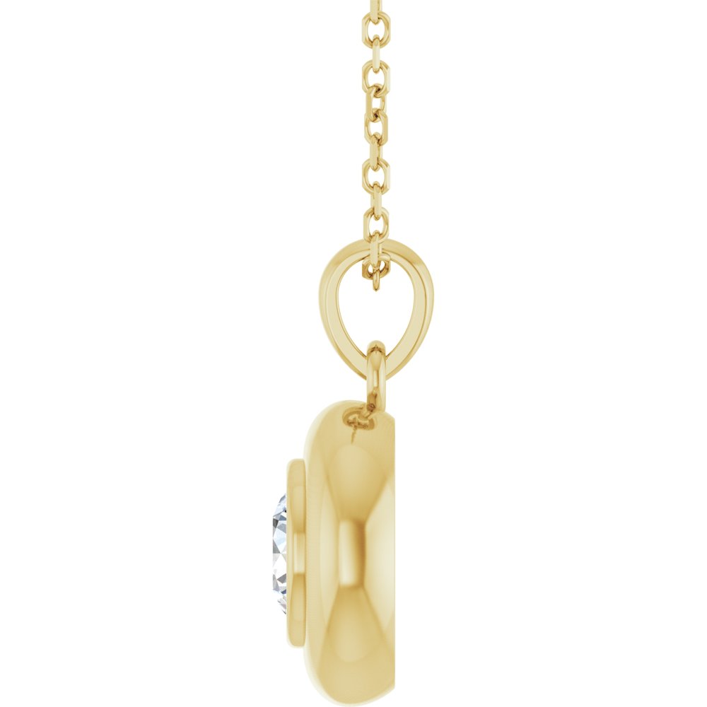 14K Yellow Gold Natural White Sapphire Solitaire 16-18" Necklace
