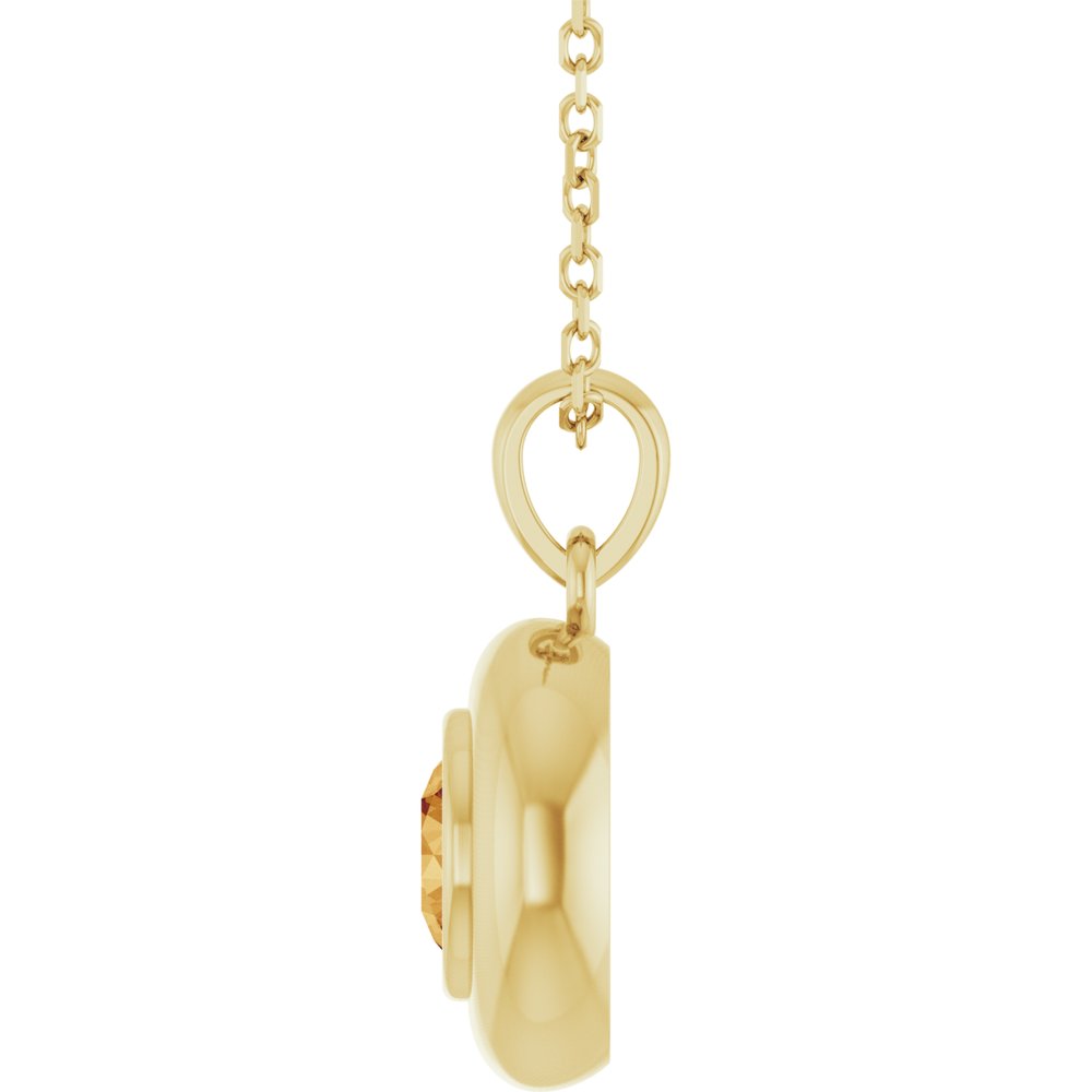 14K Yellow Gold Natural Citrine Solitaire 16-18" Necklace