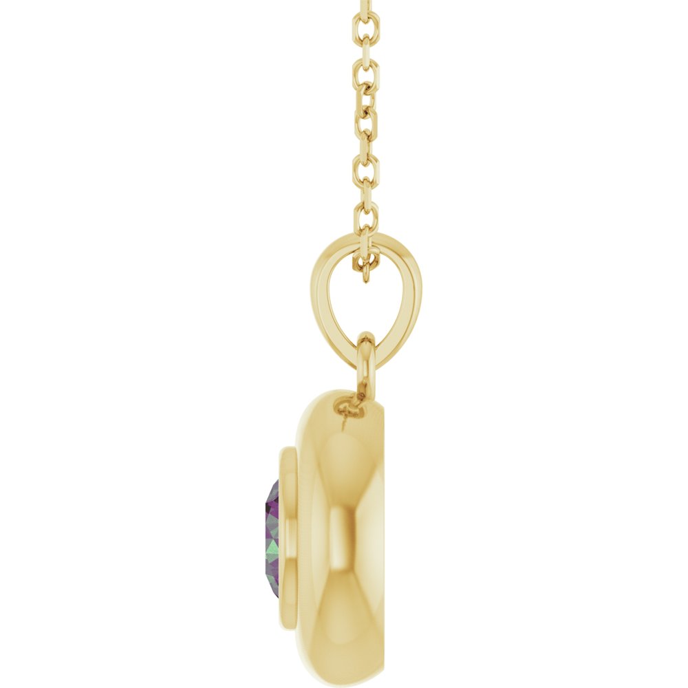 14K Yellow Gold Lab-Grown Alexandrite Solitaire 16-18" Necklace