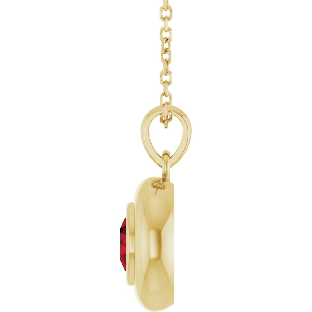 14K Yellow Gold Natural Mozambique Garnet Solitaire 16-18" Necklace