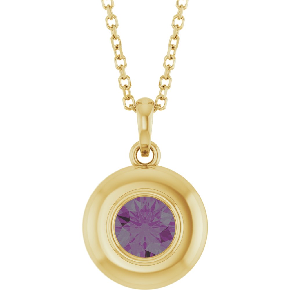 14K Yellow Gold Lab-Grown Alexandrite Solitaire 16-18" Necklace