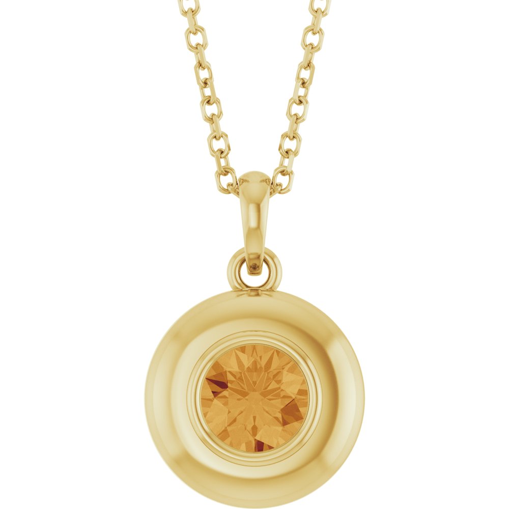 14K Yellow Gold Natural Citrine Solitaire 16-18" Necklace
