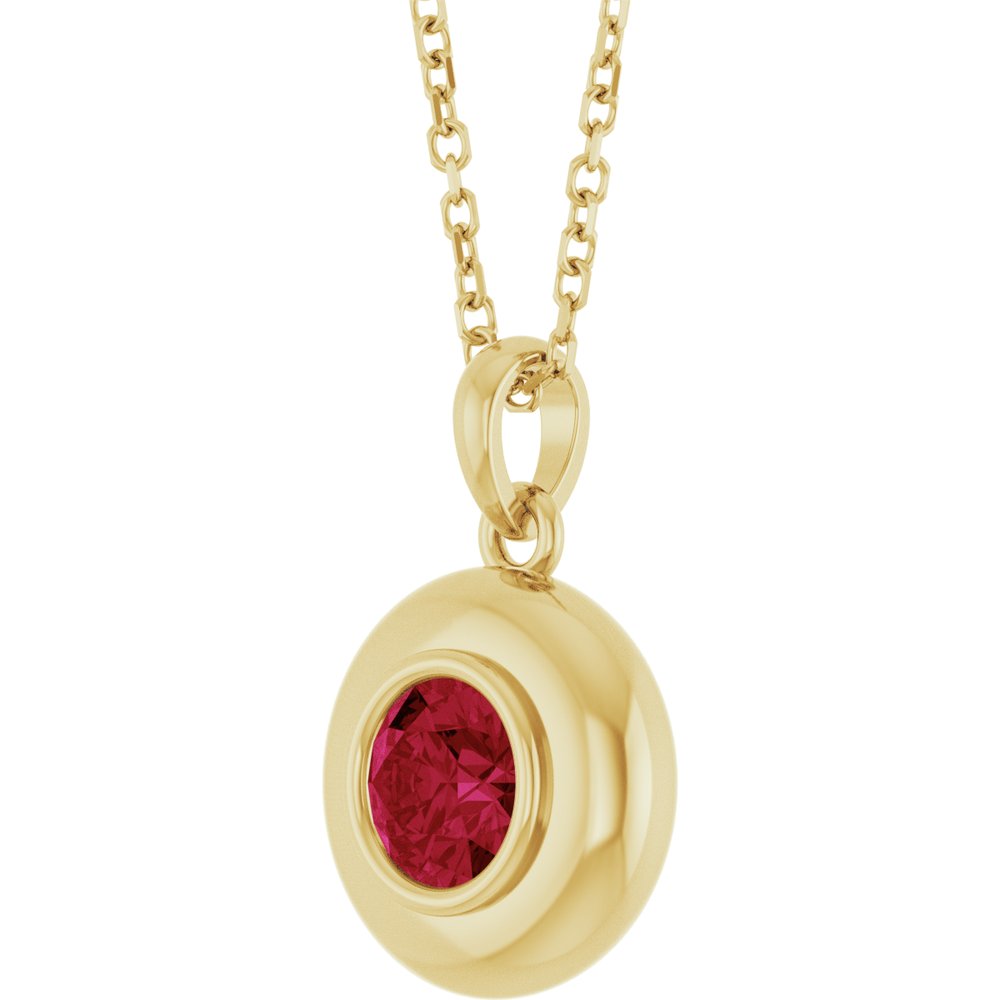 14K Yellow Gold Lab-Grown Ruby Solitaire 16-18" Necklace