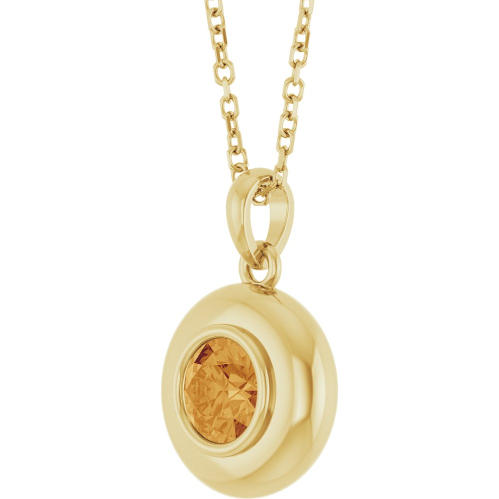 14K Yellow Gold Natural Citrine Solitaire 16-18" Necklace