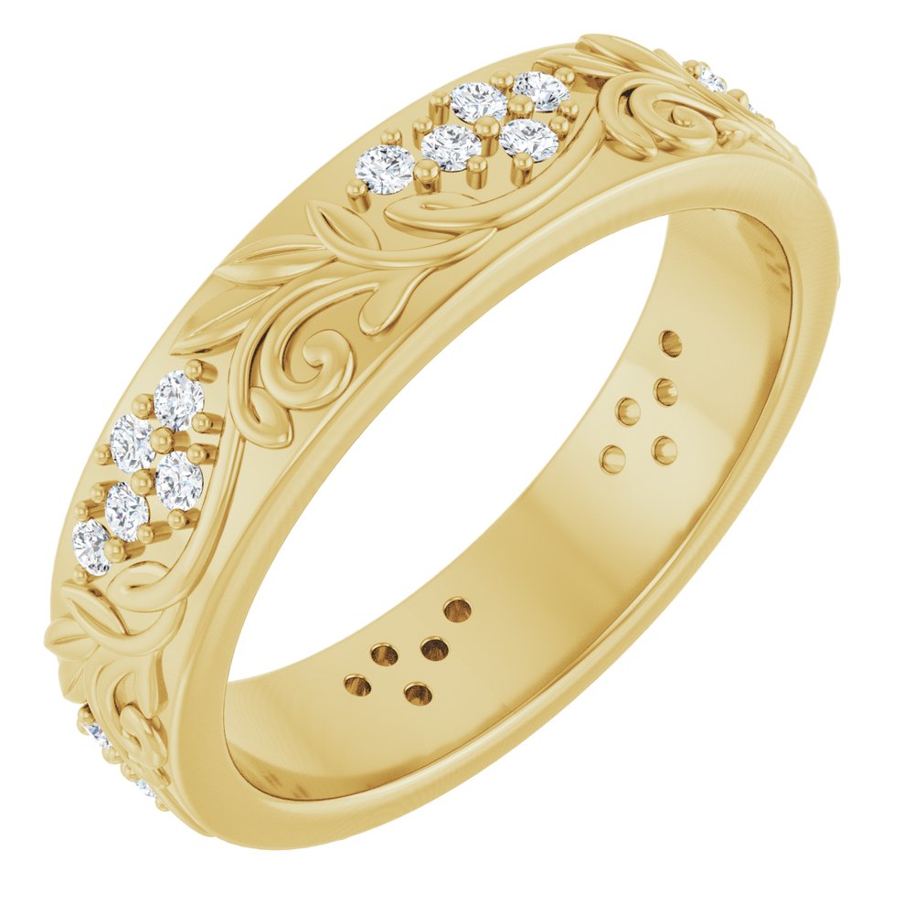 14K Yellow Gold 3/8 CTW Natural Diamond Floral Band