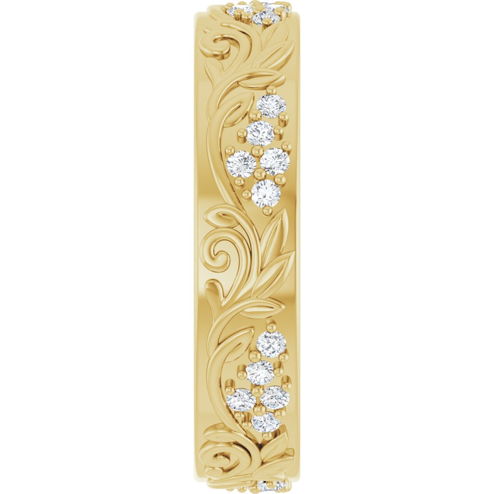 14K Yellow Gold 3/8 CTW Natural Diamond Floral Band