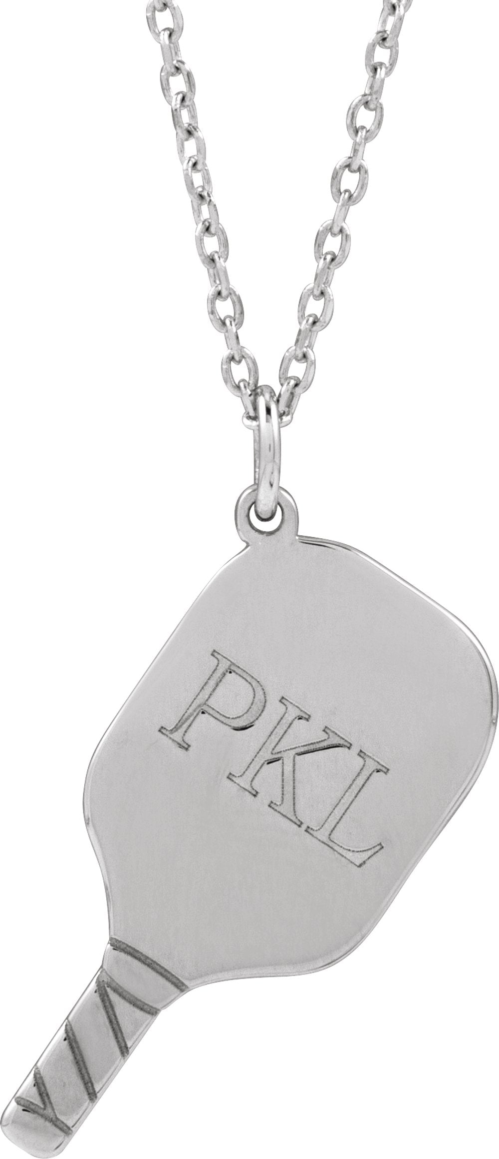 Sterling Silver Engravable Pickleball Paddle 16-18" Necklace
