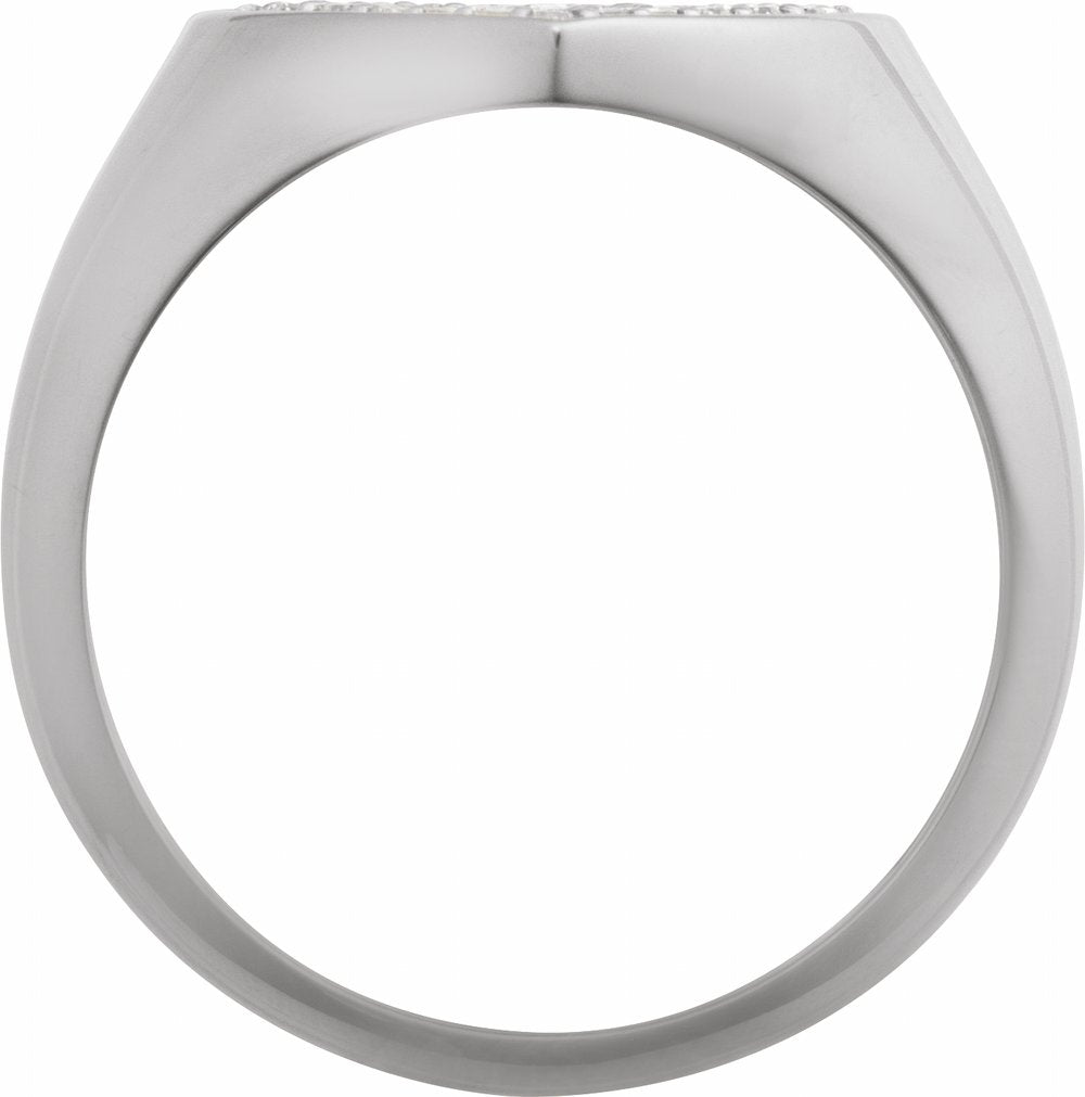 14K White Gold 1/3 CTW Natural Diamond Heart Signet Ring