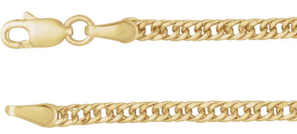 14K Yellow Gold 2.7 mm Curb 7" Chain