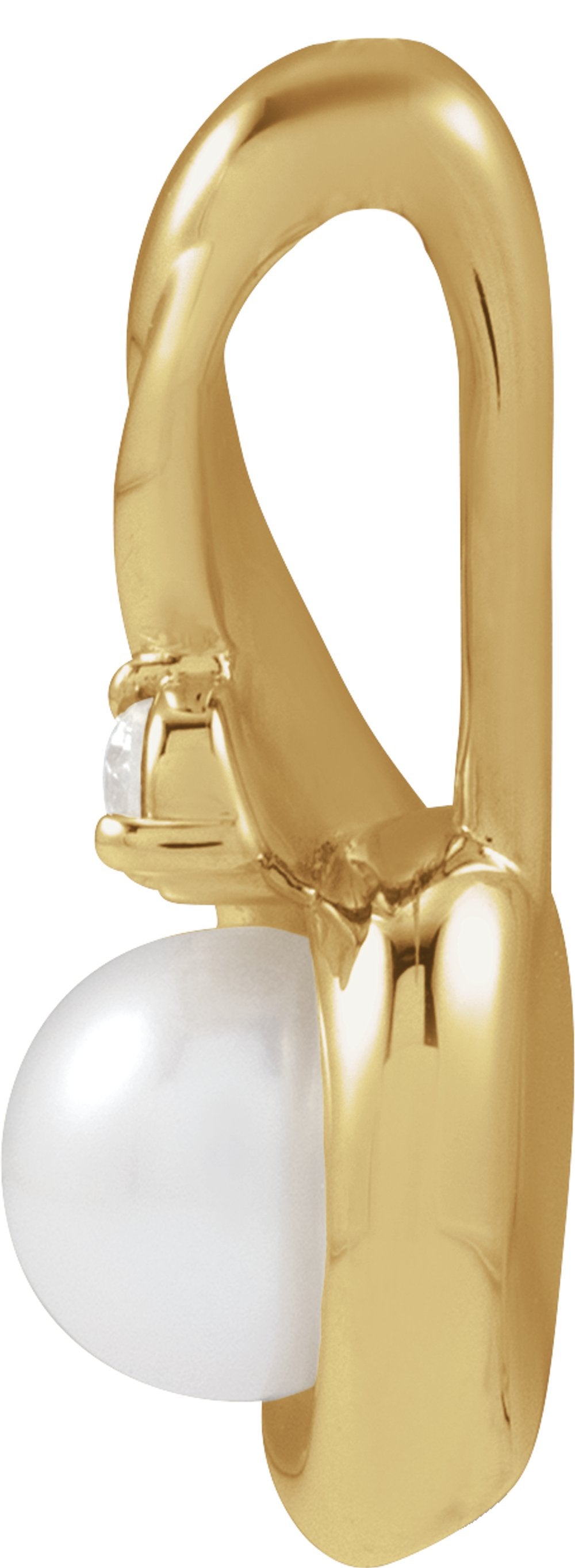 14K Yellow Gold Cultured Akoya Pearl & .04 CTW 5mm :: 0.04 CTW Pendant