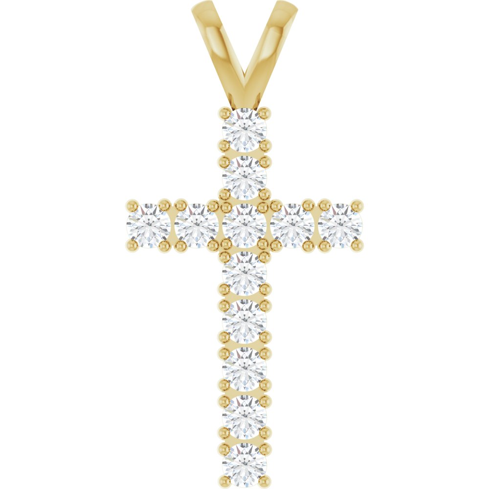 14K Yellow Gold 3/4 CTW Natural Diamond Cross Pendant