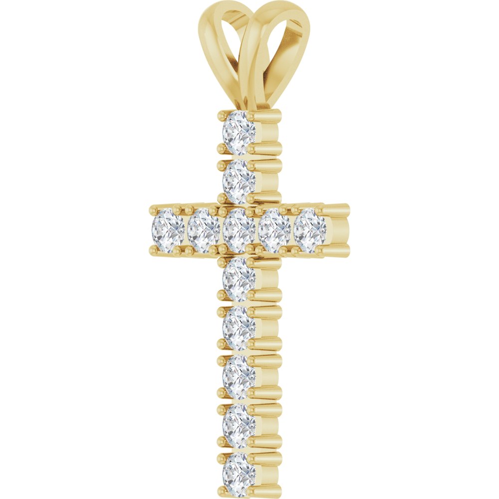 14K Yellow Gold 3/4 CTW Natural Diamond Cross Pendant