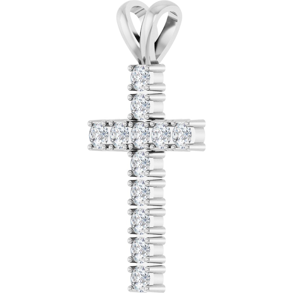 14K White Gold 3/4 CTW Natural Diamond Cross Pendant