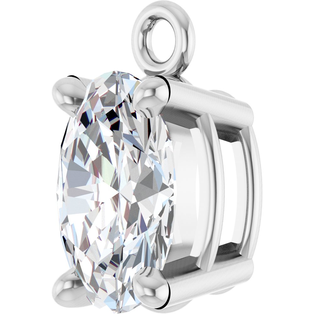 14K White 3/8 CT Natural Diamond 4-Prong Dangle