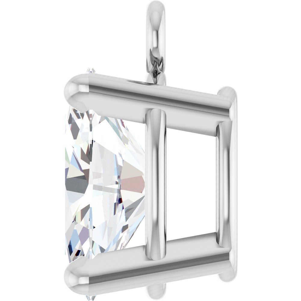 14K White 3/8 CT Natural Diamond 4-Prong Dangle