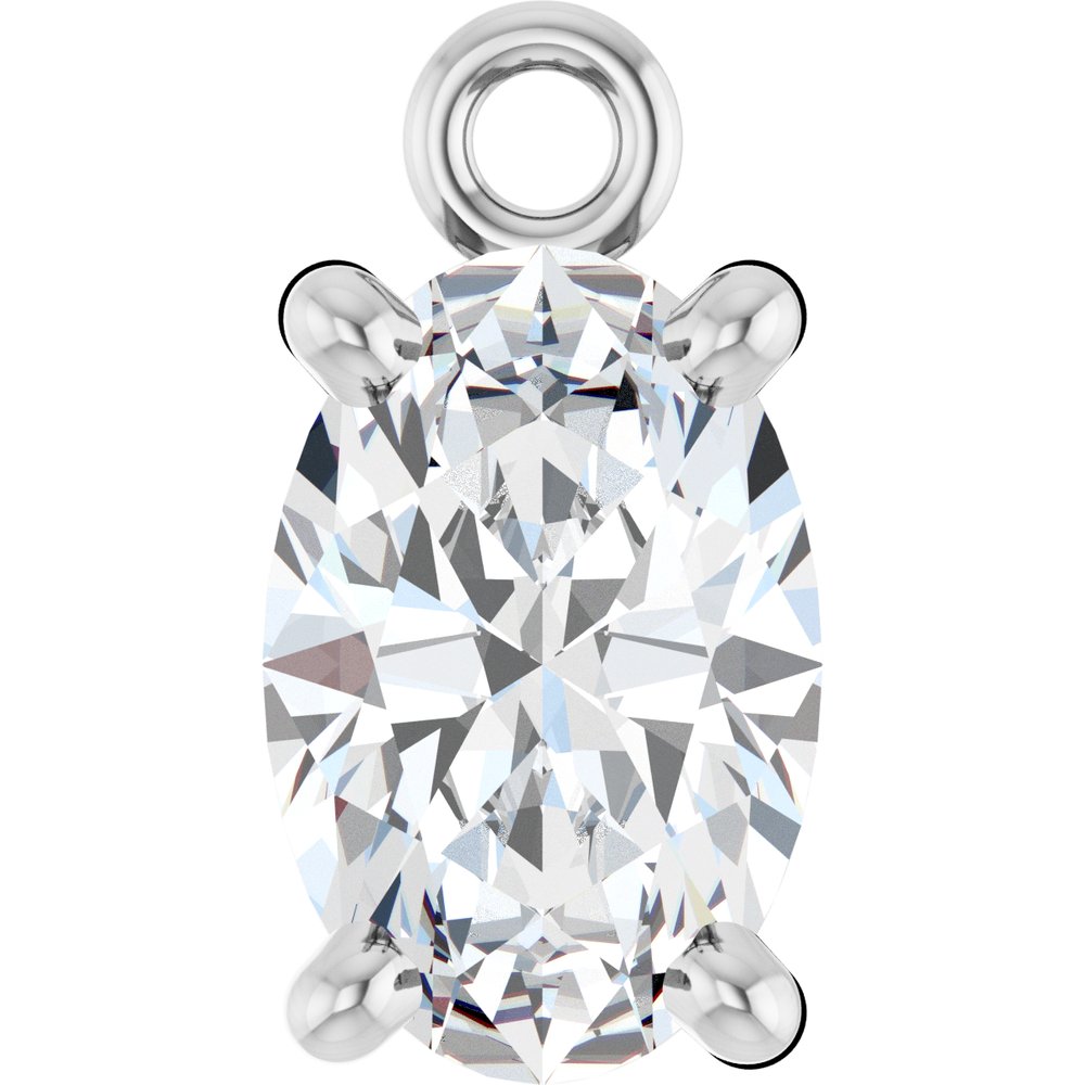 14K White 3/8 CT Natural Diamond 4-Prong Dangle