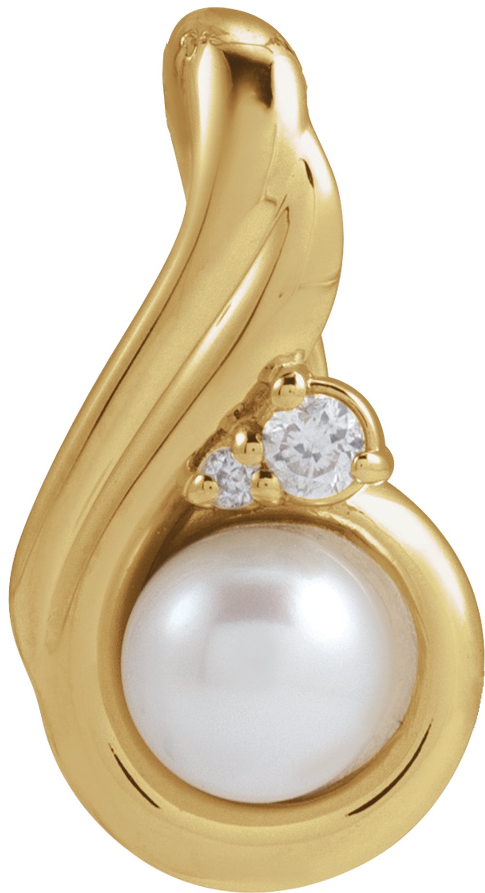 14K Yellow Gold Cultured Akoya Pearl & .04 CTW 5mm :: 0.04 CTW Pendant
