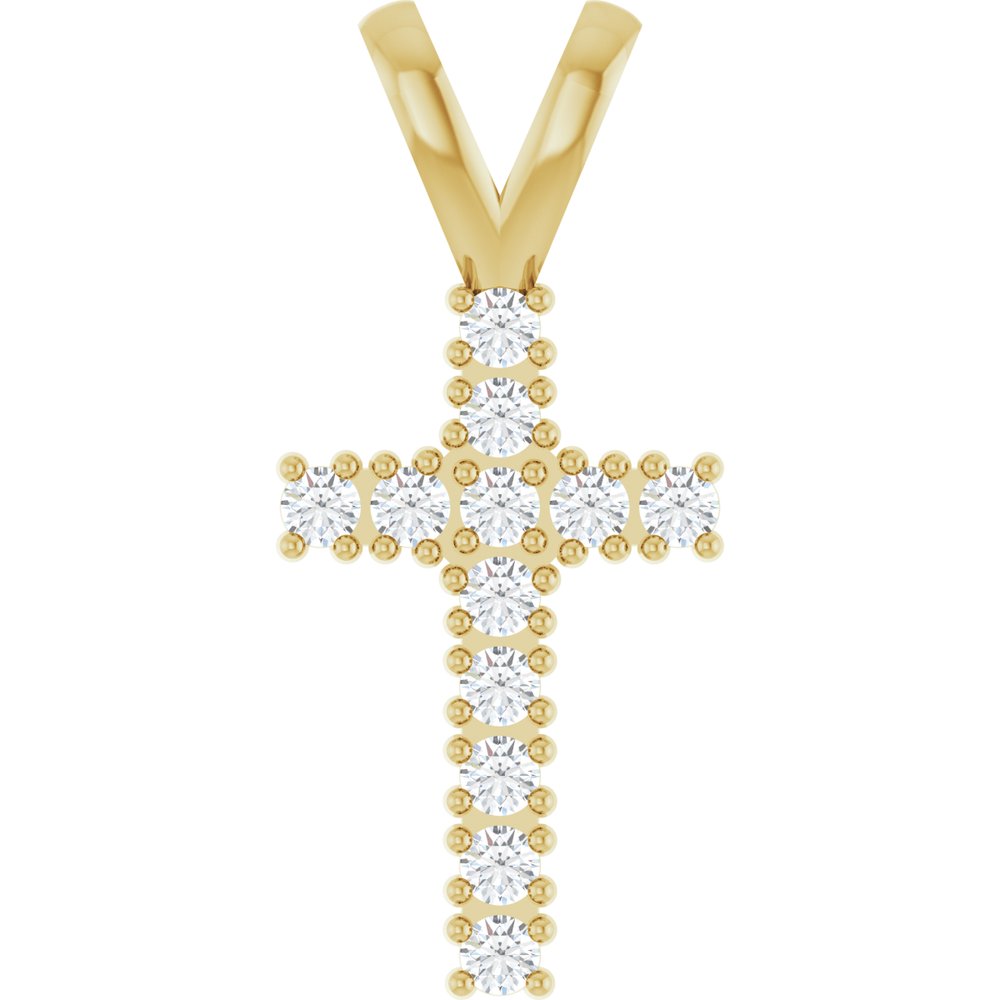 14K Yellow Gold 1/5 CTW Natural Diamond Cross Pendant