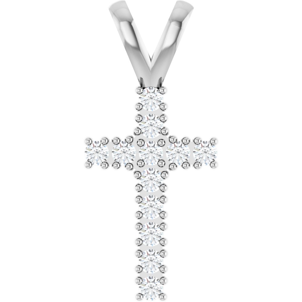 14K White Gold 1/5 CTW Natural Diamond Cross Pendant
