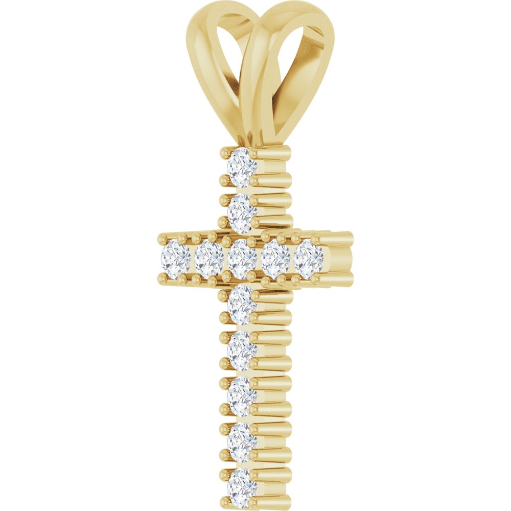 14K Yellow Gold 1/5 CTW Natural Diamond Cross Pendant