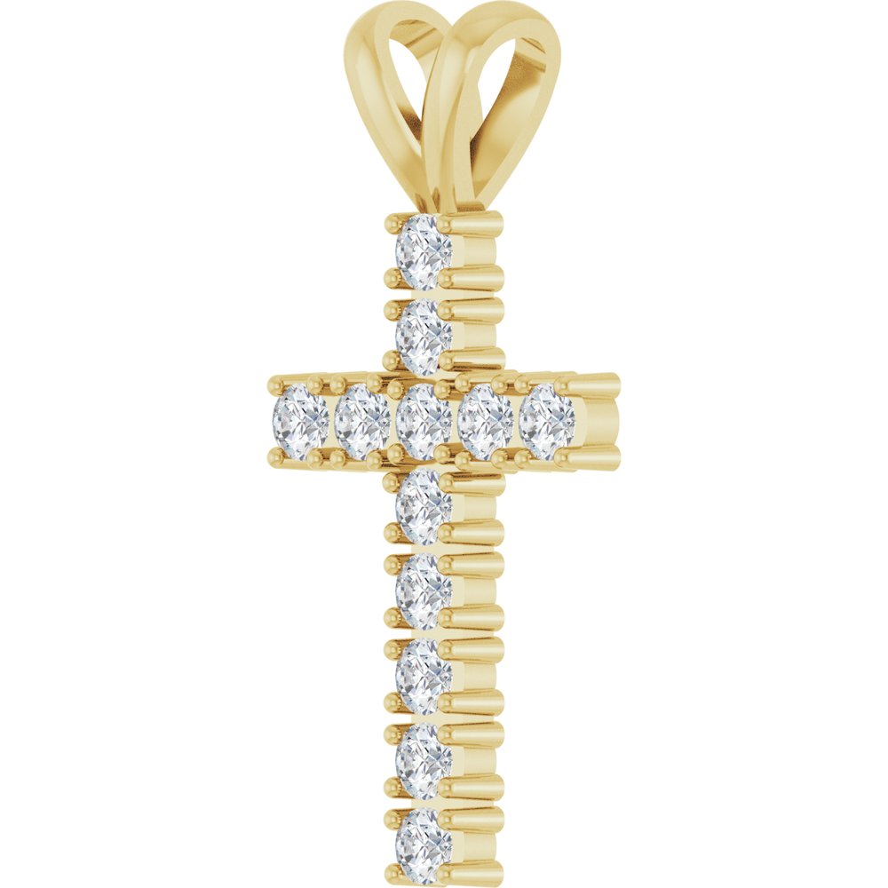 14K Yellow Gold 1/2 CTW Natural Diamond Cross Pendant