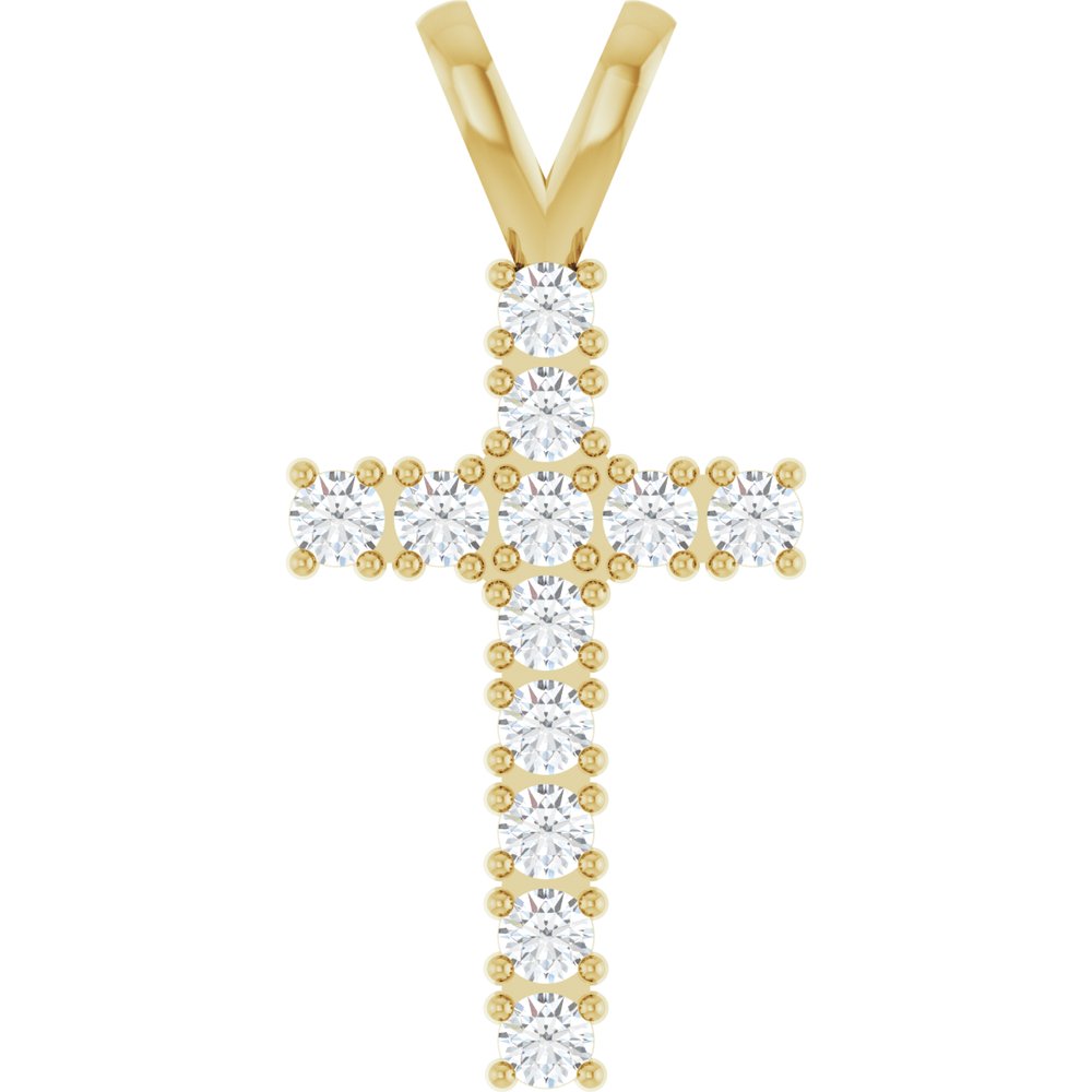 14K Yellow Gold 1/2 CTW Natural Diamond Cross Pendant