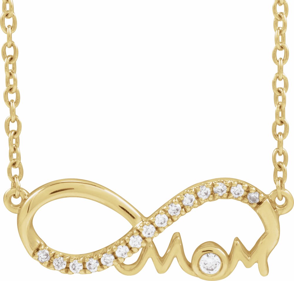 14K Yellow Gold Vermeil .08 CTW Lab-Grown Diamond Infinity-Inspired Mom 18" Necklace
