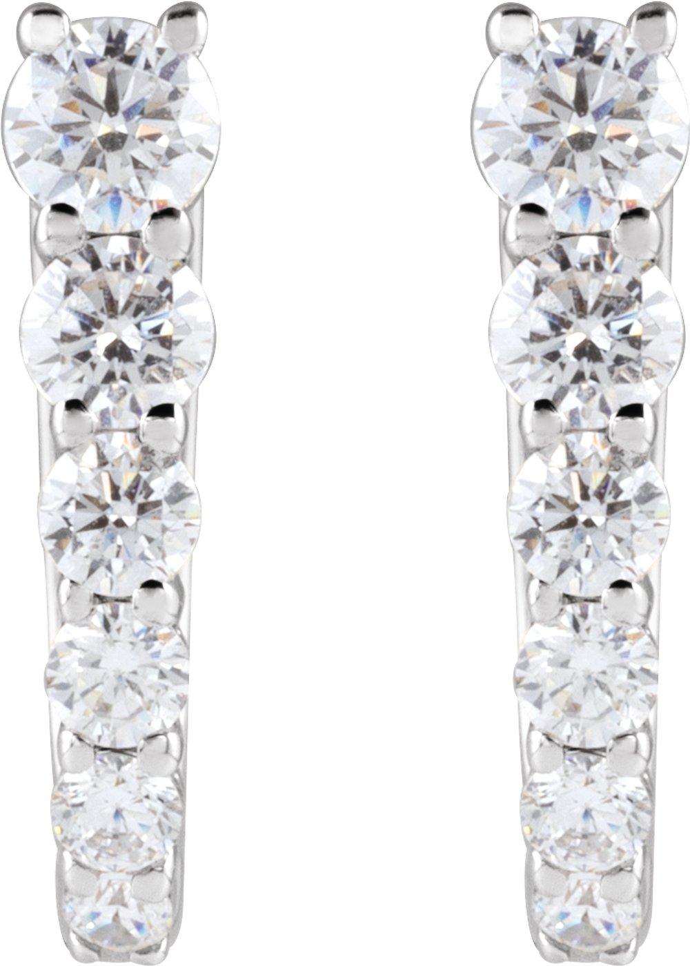 Sterling Silver 1/2 CTW Lab-Grown Diamond 12.95 mm Hoop Earrings