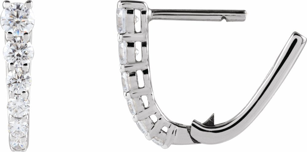 Sterling Silver 1/2 CTW Lab-Grown Diamond 12.95 mm Hoop Earrings