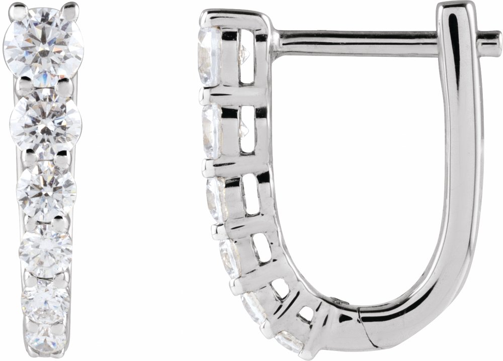 Sterling Silver 1/2 CTW Lab-Grown Diamond 12.95 mm Hoop Earrings