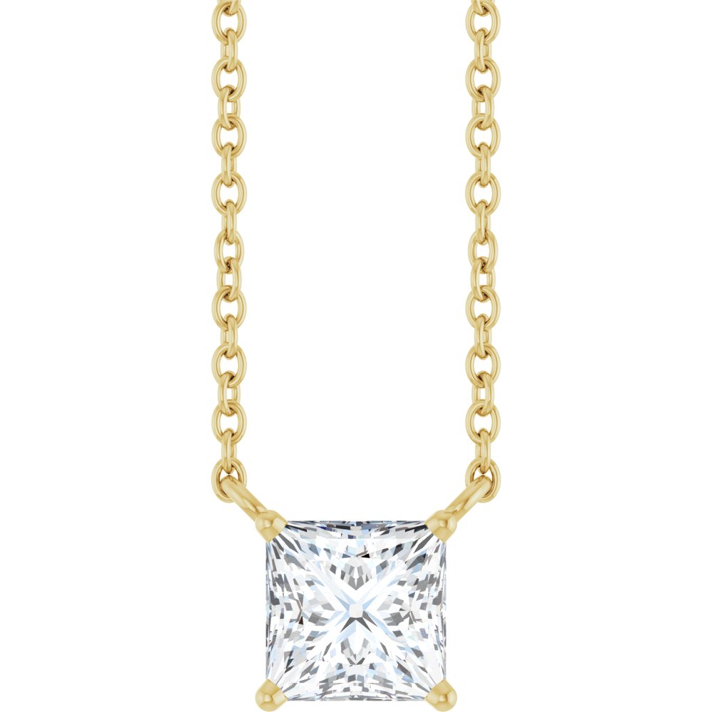 14K Yellow Gold 3/4 CT Lab-Grown Diamond Solitaire 18 " Necklace