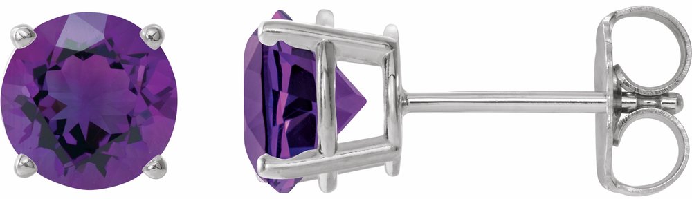 Sterling Silver 6 mm Natural Amethyst Earrings