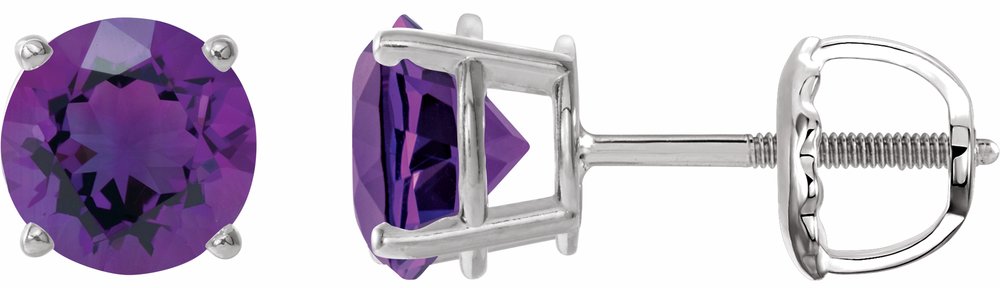 Platinum 6 mm Natural Amethyst Earrings