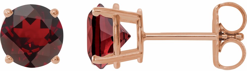 14K Rose 6 mm Natural Mozambique Garnet Earrings
