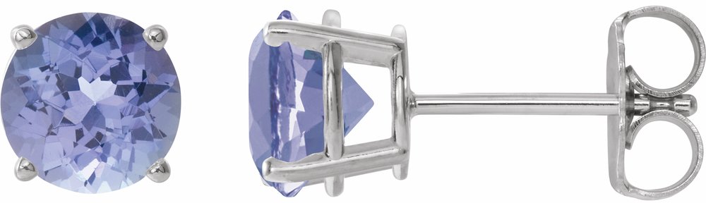 14K White Gold 7 mm Natural Tanzanite Earrings