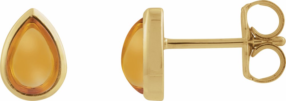 14K Yellow Gold Natural Citrine Cabochon Earrings