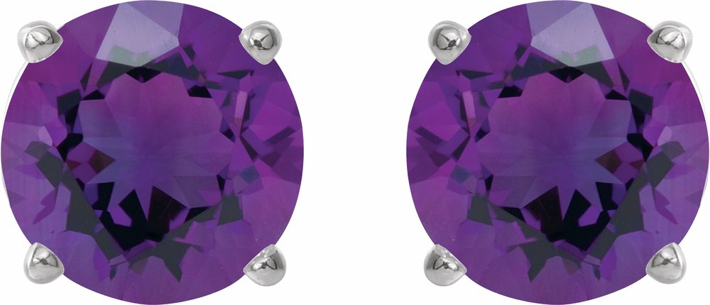 Sterling Silver 6 mm Natural Amethyst Earrings