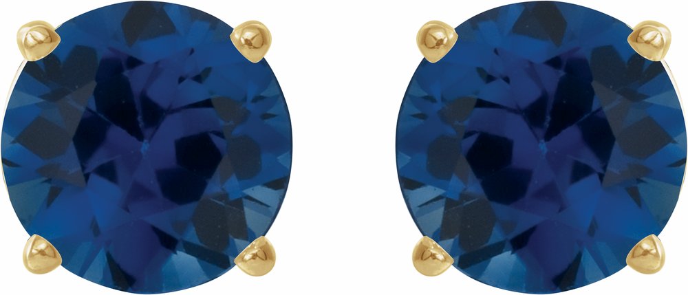 14K Yellow Gold 5 mm Lab-Grown Blue Sapphire Earrings