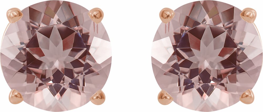 14K Rose Gold 6 mm Natural Pink Morganite Earrings