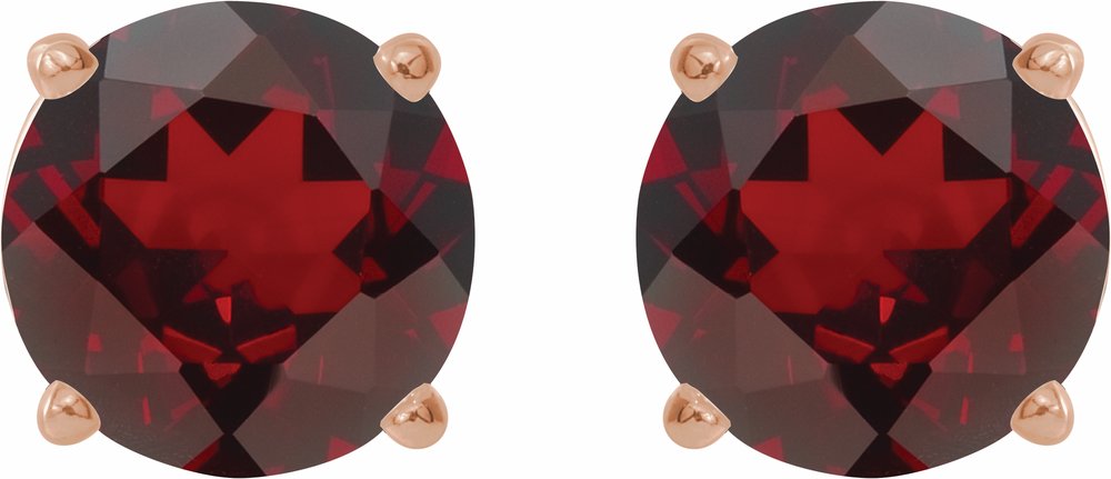 14K Rose 6 mm Natural Mozambique Garnet Earrings