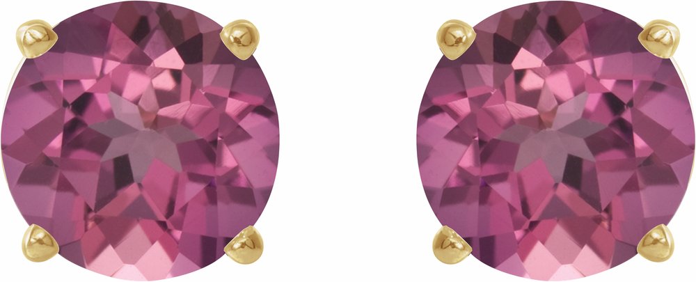 14K Yellow Gold 5 mm Natural Pink Tourmaline Earrings