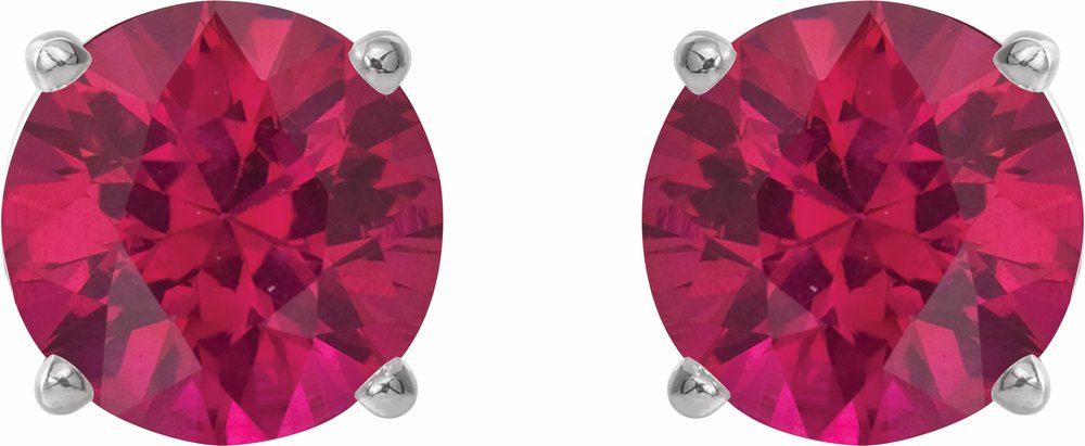 14K White Gold 5 mm Natural Ruby Earrings