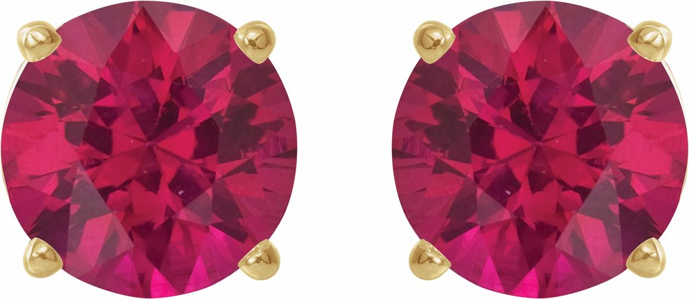 14K Yellow Gold 5 mm Lab-Grown Ruby Earrings