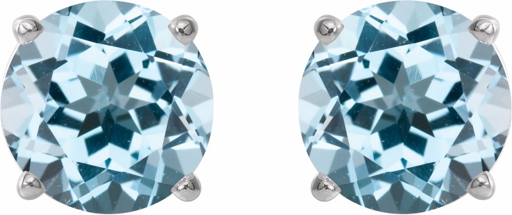 14K White 5 mm Natural Sky Blue Topaz Earrings