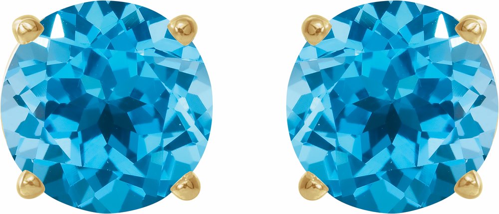 14K Yellow Gold 5 mm Natural Swiss Blue Topaz Earrings