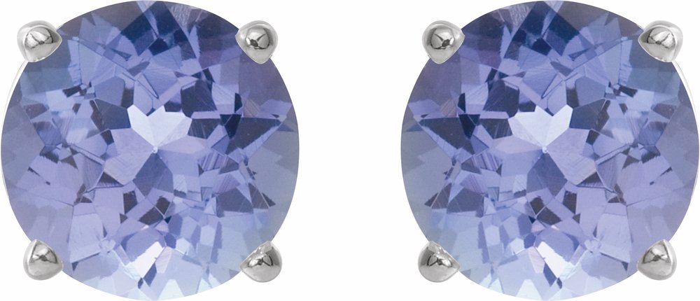 14K White Gold 7 mm Natural Tanzanite Earrings