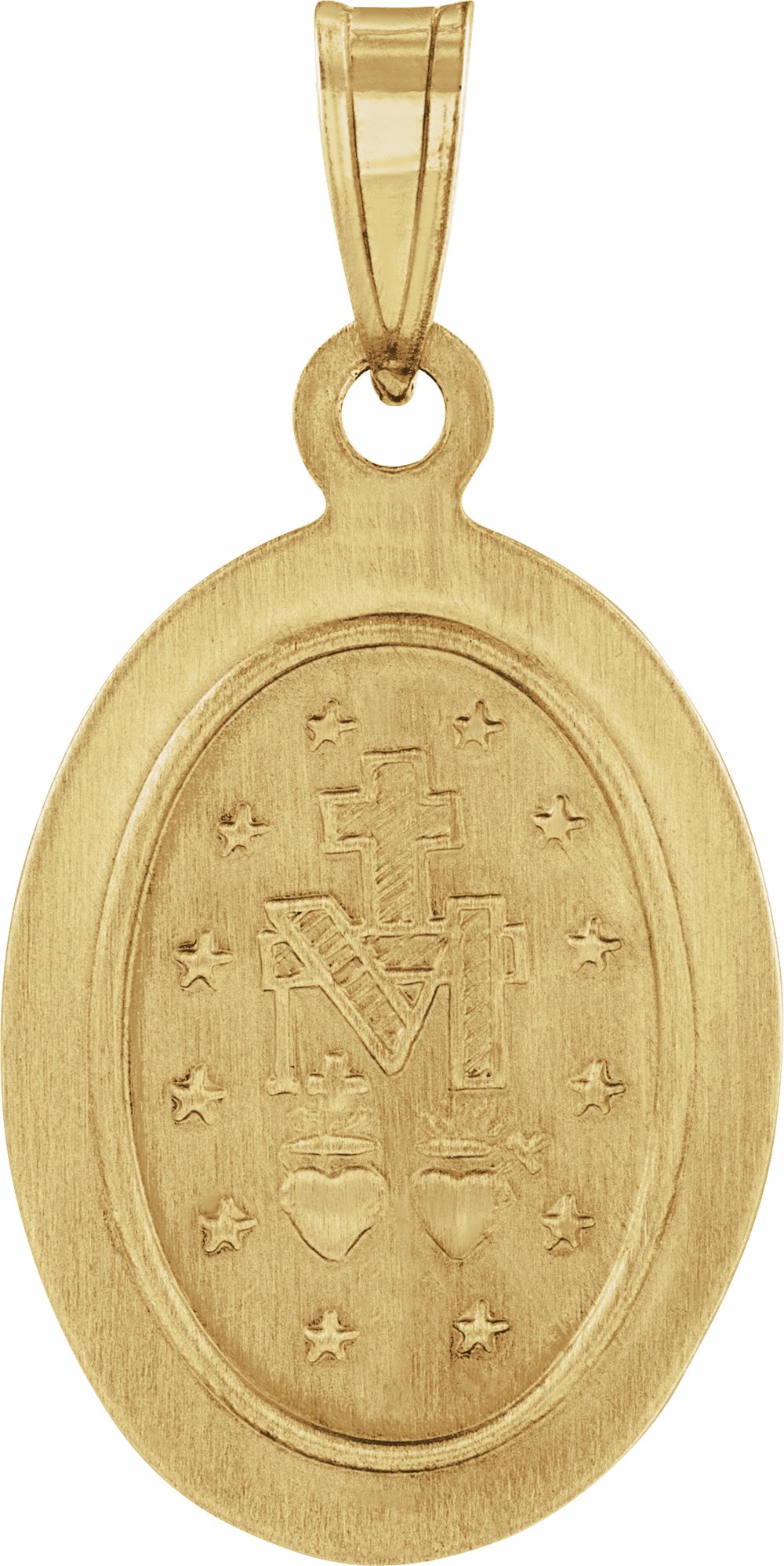 14K Yellow Gold 15x11.5 mm Oval Hollow Miraculous Medal
